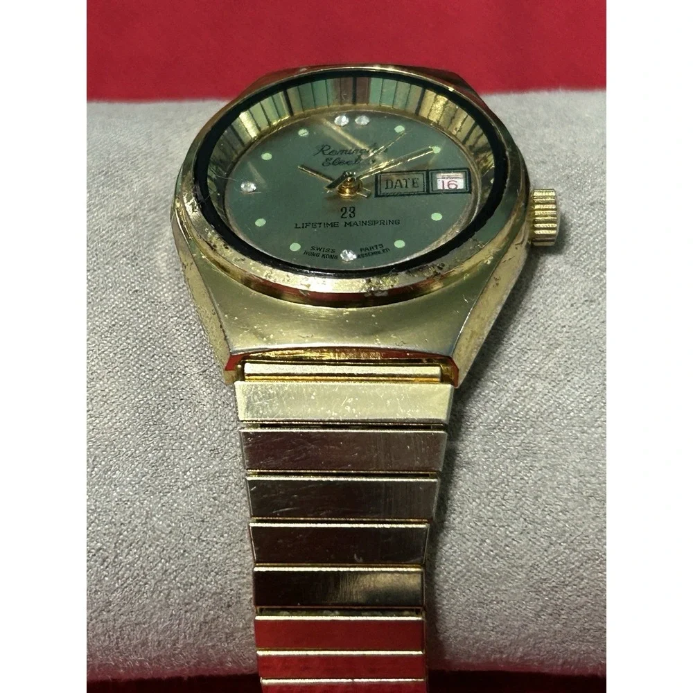 Vintage Remington Electra 23 Lifetime Mainspring‎ Gold Tone Manual Winding Watch